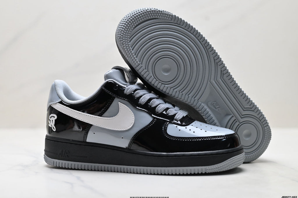 Nike Air Force 1 Low Black White Gray Unisex Sneakers Style 25 detail view 6
