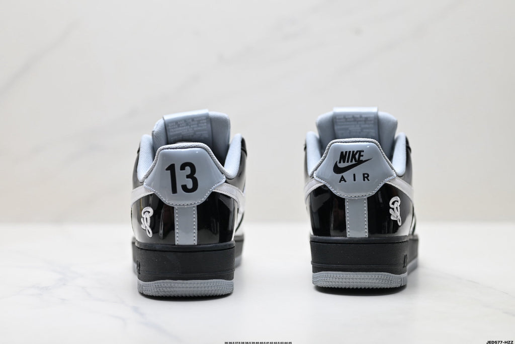 Nike Air Force 1 Low Black White Gray Unisex Sneakers Style 25 detail view 7