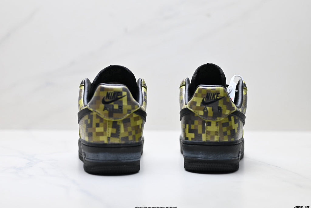 Nike Air Force 1 Low Black Yellow Monogram Unisex Sneakers Style 03 detail view 7