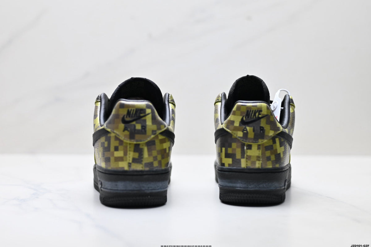 Nike Air Force 1 Low Black Yellow Monogram Unisex Sneakers Style 03 detail view 7