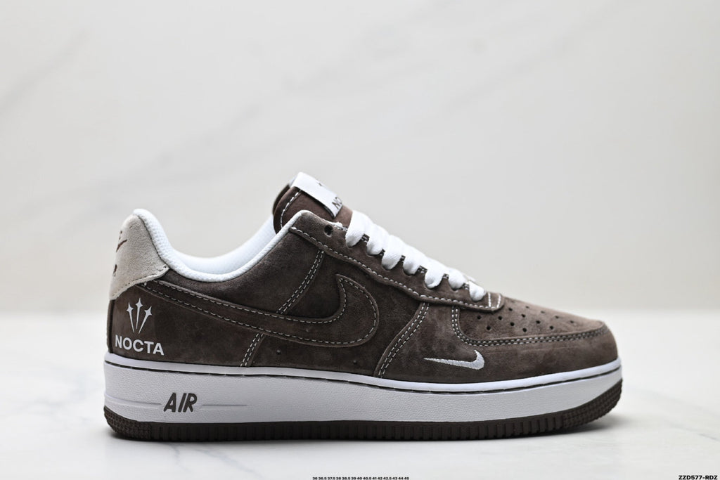 Nike Air Force 1 Low Brown White Unisex Sneakers Style 07 detail view 2