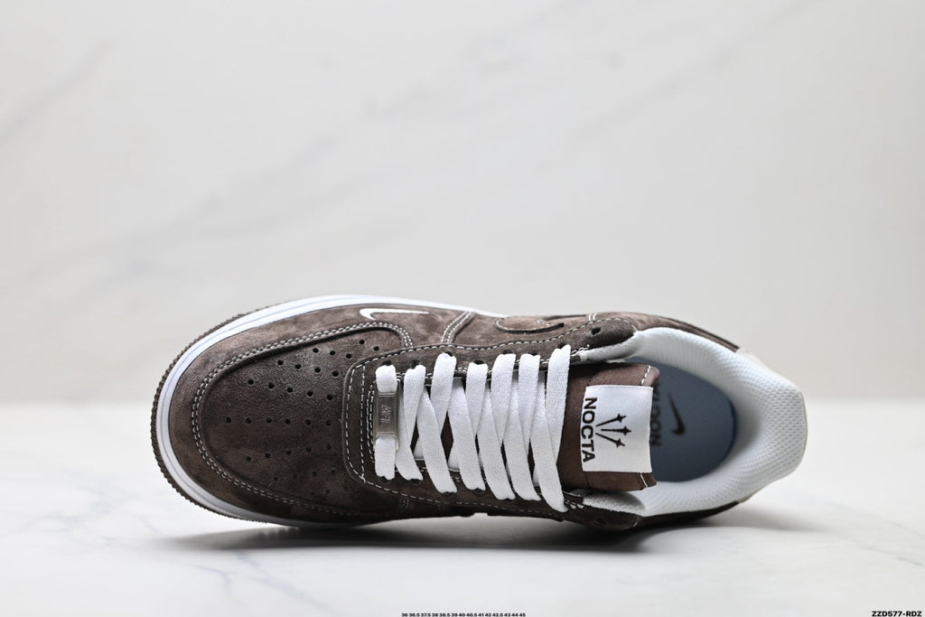Nike Air Force 1 Low Brown White Unisex Sneakers Style 07 detail view 3