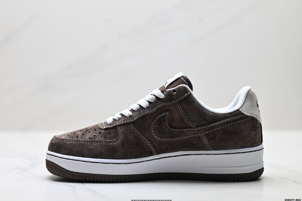 Nike Air Force 1 Low Brown White Unisex Sneakers Style 07 detail view 4