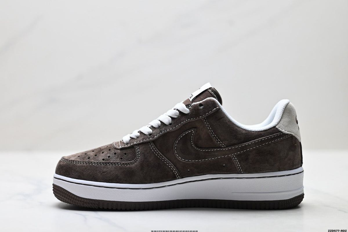 Nike Air Force 1 Low Brown White Unisex Sneakers Style 07 detail view 4