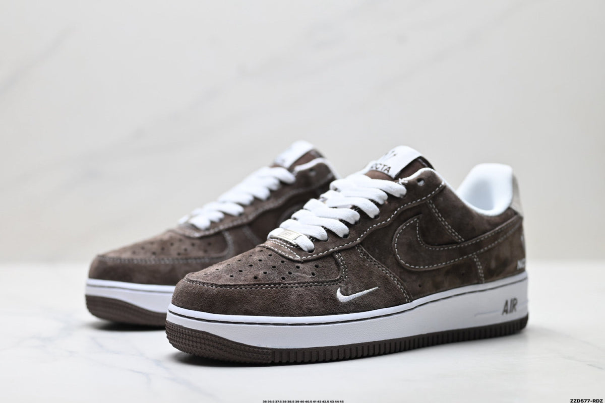 Nike Air Force 1 Low Brown White Unisex Sneakers Style 07 detail view 5