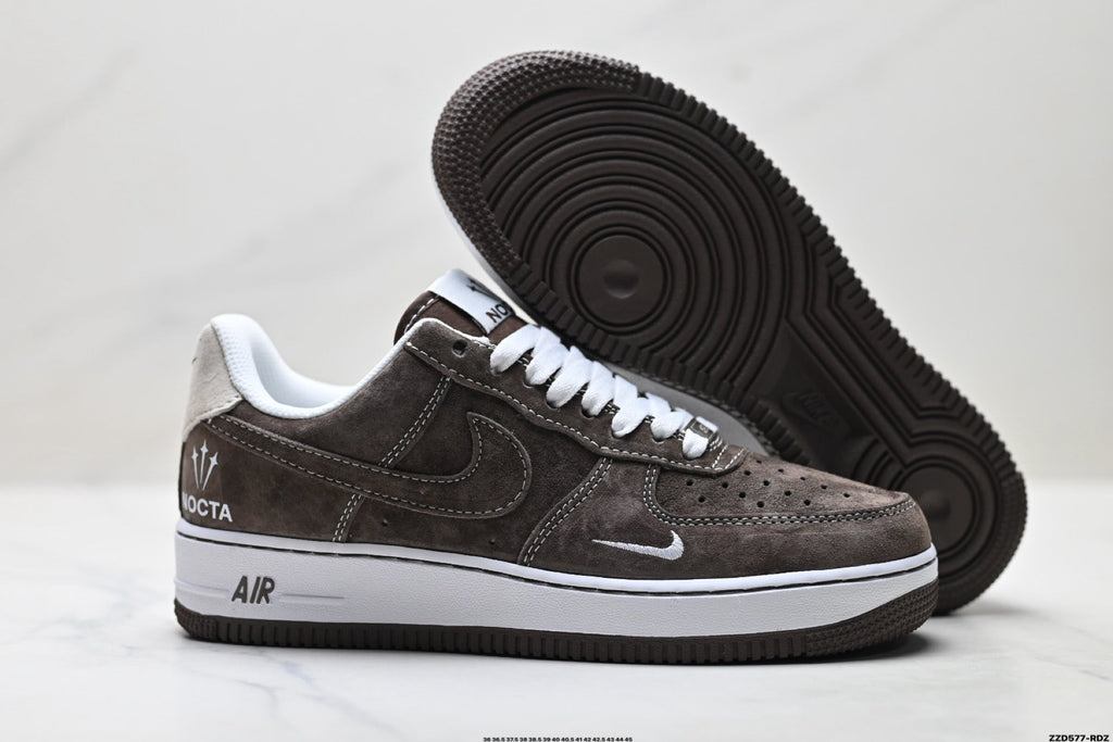 Nike Air Force 1 Low Brown White Unisex Sneakers Style 07 detail view 6
