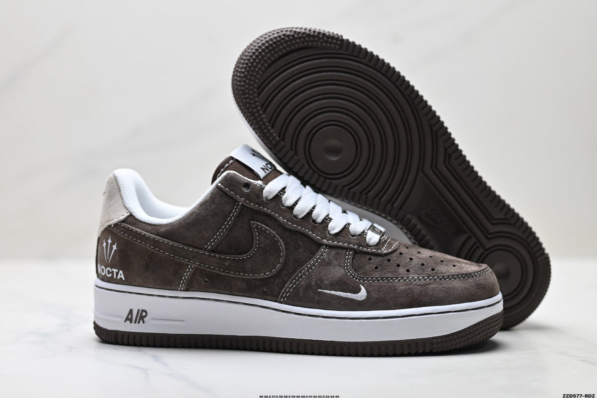 Nike Air Force 1 Low Brown White Unisex Sneakers Style 07 detail view 6