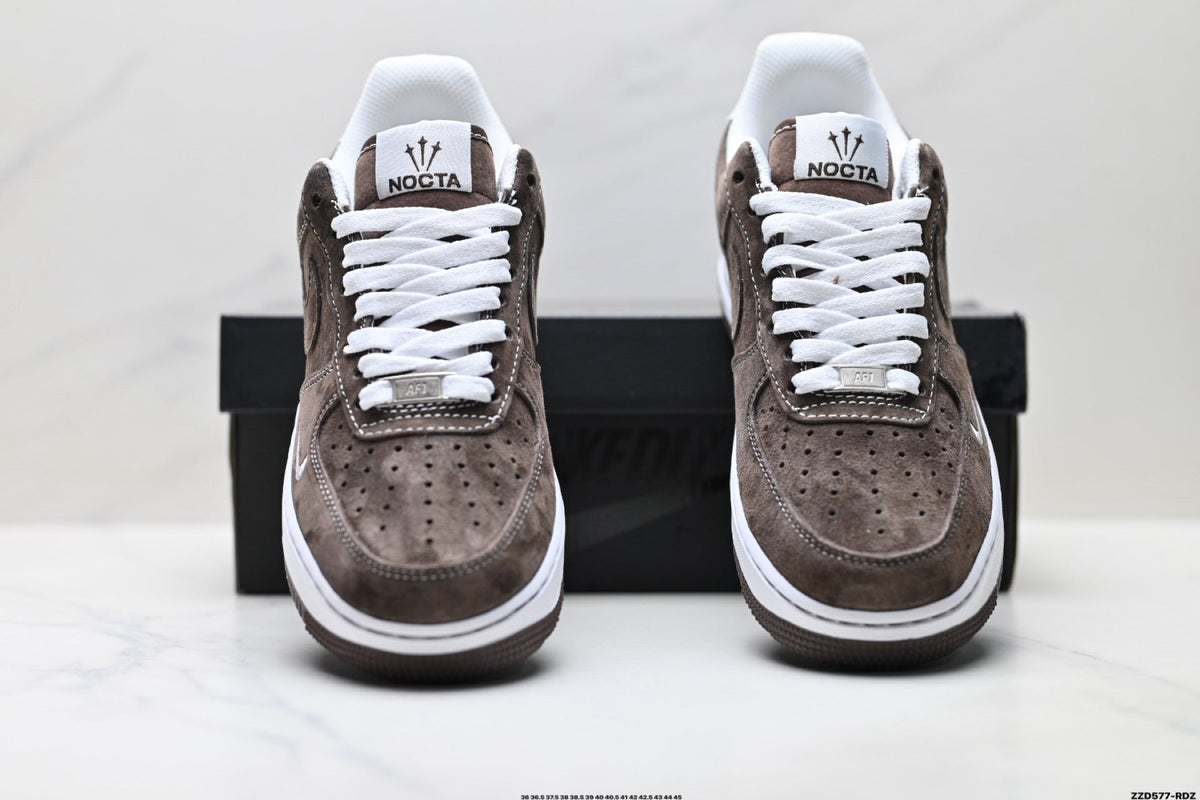 Nike Air Force 1 Low Brown White Unisex Sneakers Style 07 detail view 8