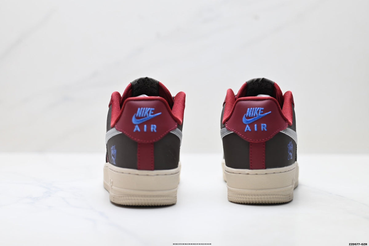 Nike Air Force 1 Low Burgundy Silver Unisex Sneakers Style 09 detail view 7