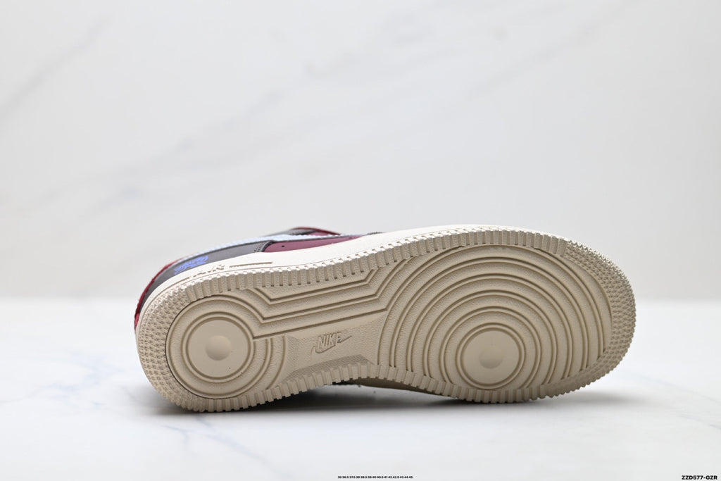 Nike Air Force 1 Low Burgundy Silver Unisex Sneakers Style 09 detail view 9