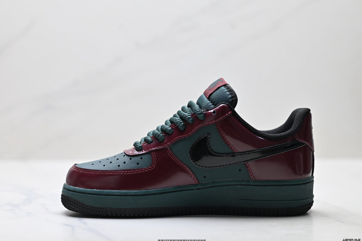 Nike Air Force 1 Low Burgundy Teal Black Unisex Sneakers Style 16 detail view 4