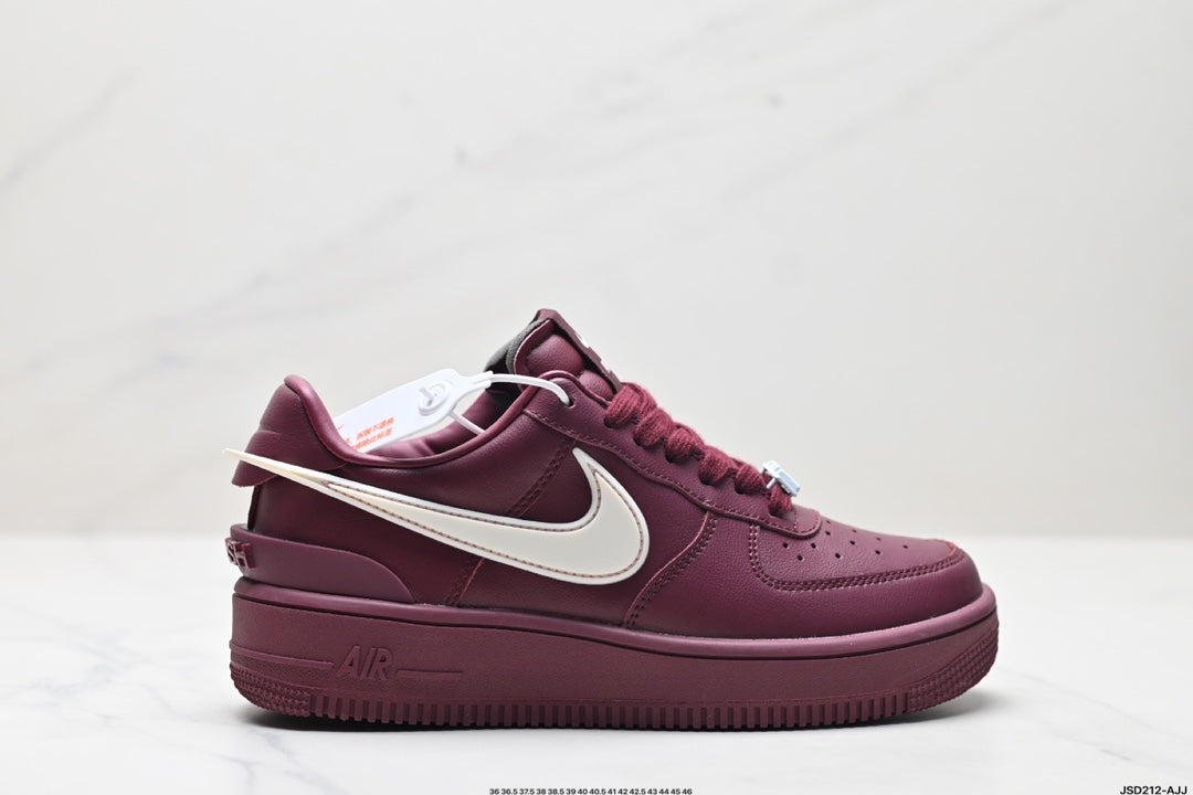 Nike Air Force 1 Low Burgundy White Unisex Sneakers Style 11 detail view 2