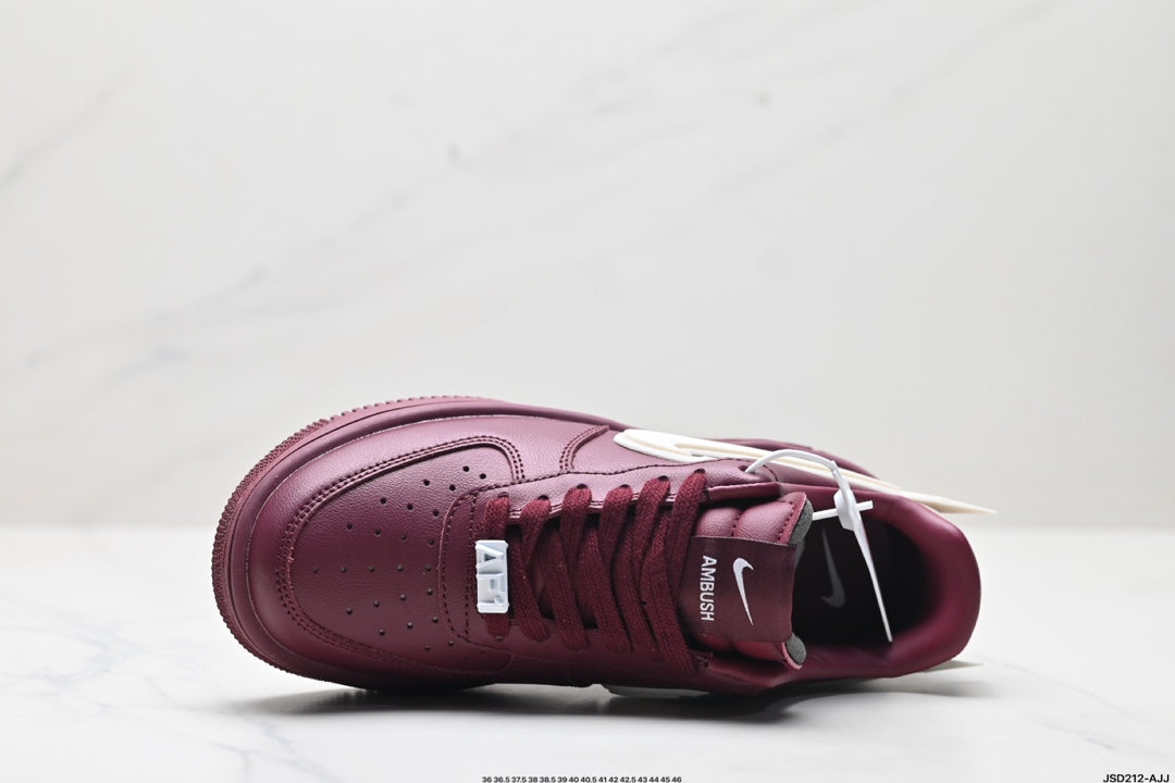 Nike Air Force 1 Low Burgundy White Unisex Sneakers Style 11 detail view 3
