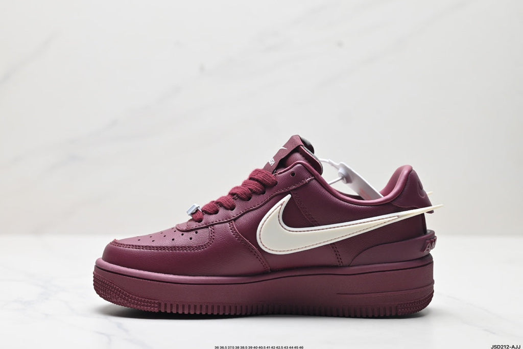 Nike Air Force 1 Low Burgundy White Unisex Sneakers Style 11 detail view 4