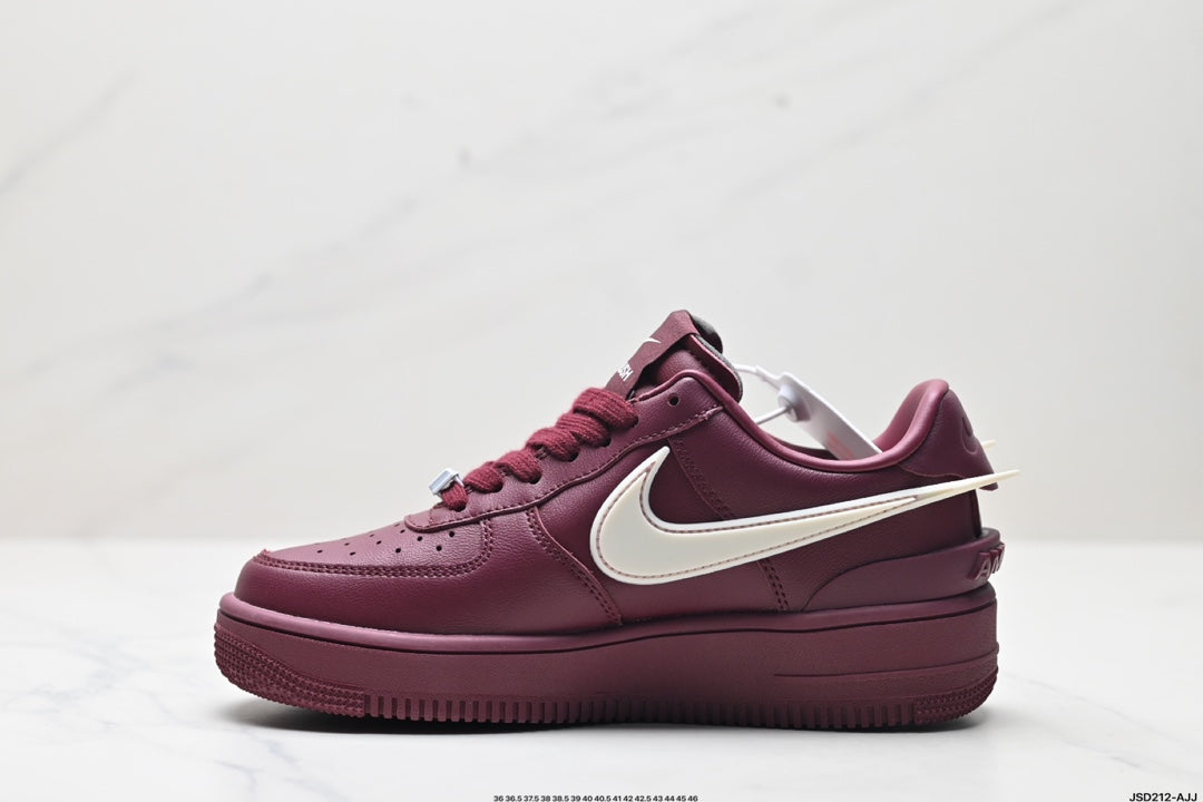 Nike Air Force 1 Low Burgundy White Unisex Sneakers Style 11 detail view 4