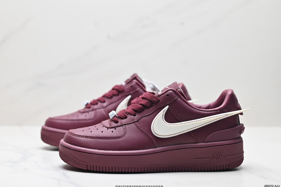 Nike Air Force 1 Low Burgundy White Unisex Sneakers Style 11 detail view 5