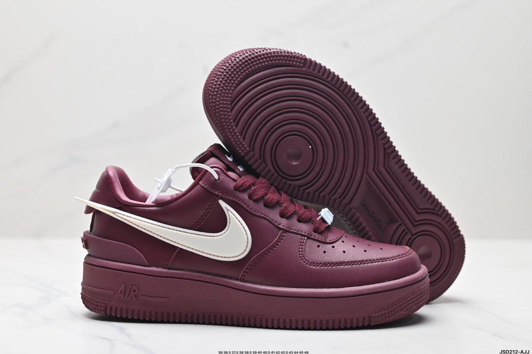 Nike Air Force 1 Low Burgundy White Unisex Sneakers Style 11 detail view 6