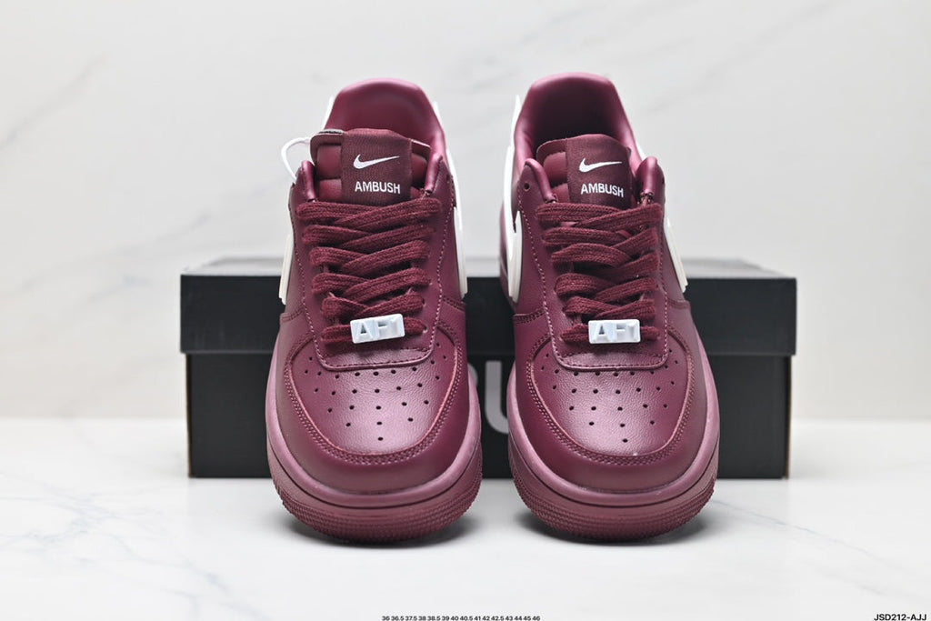 Nike Air Force 1 Low Burgundy White Unisex Sneakers Style 11 detail view 8