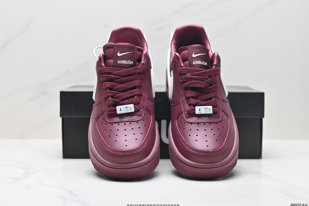 Nike Air Force 1 Low Burgundy White Unisex Sneakers Style 11 detail view 8