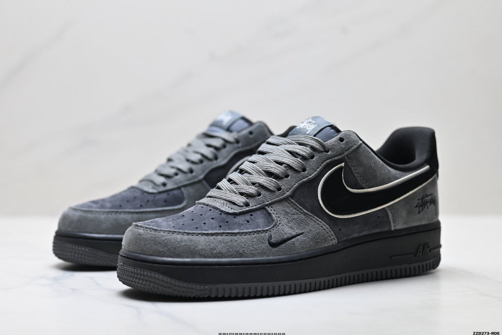 Nike Air Force 1 Low Charcoal Black Unisex Sneakers Style 08 detail view 5