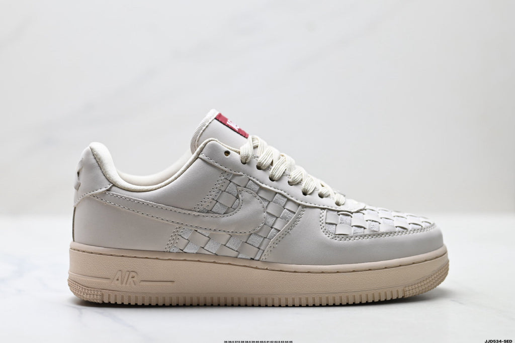 Nike Air Force 1 Low Cream Woven Unisex Sneakers Style 05 detail view 2