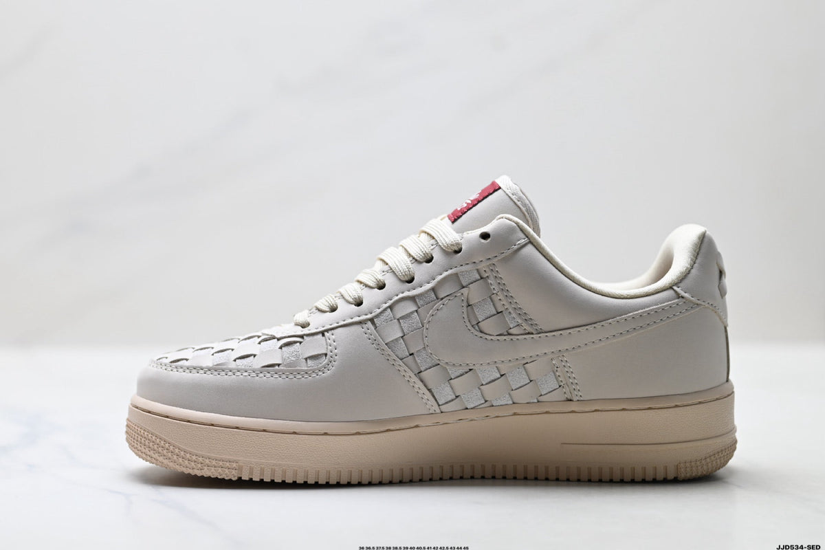 Nike Air Force 1 Low Cream Woven Unisex Sneakers Style 05 detail view 4