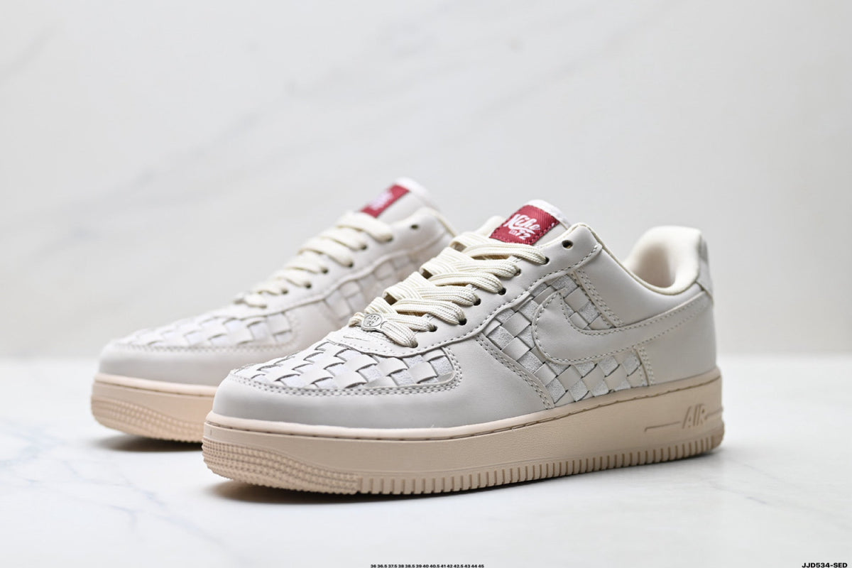 Nike Air Force 1 Low Cream Woven Unisex Sneakers Style 05 detail view 5