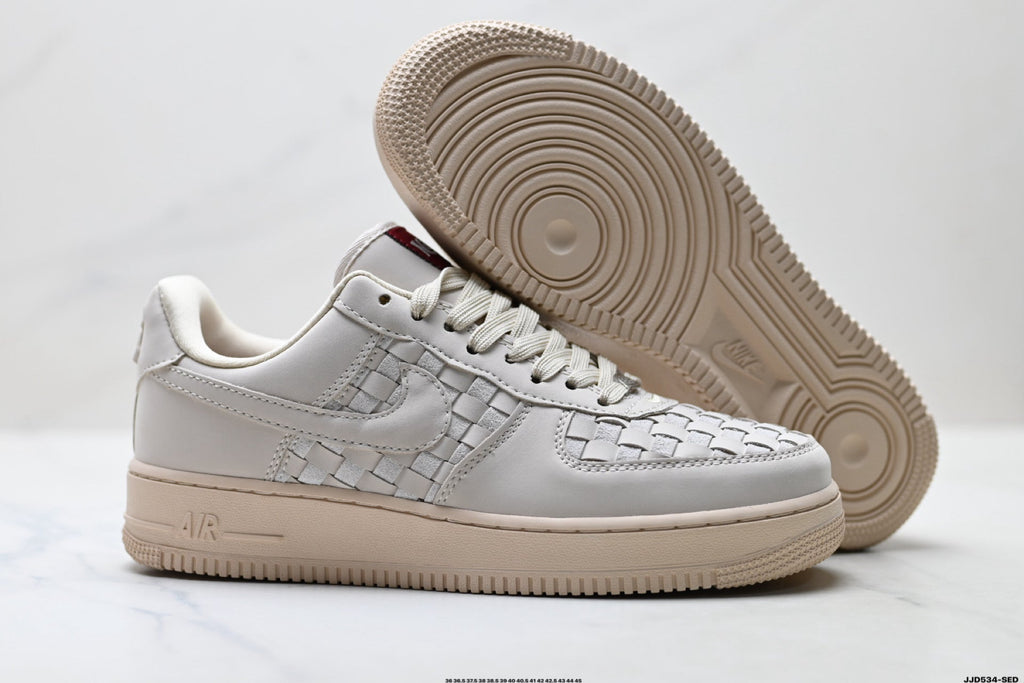 Nike Air Force 1 Low Cream Woven Unisex Sneakers Style 05 detail view 6