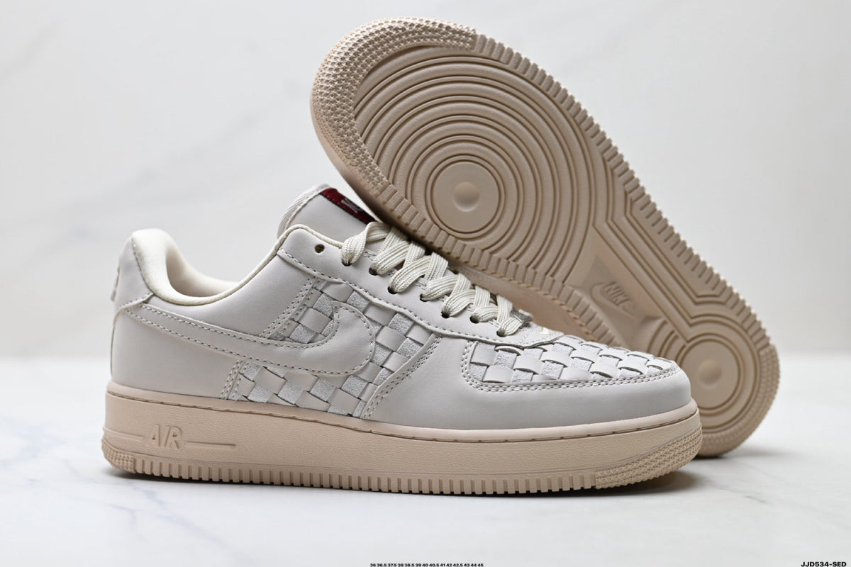 Nike Air Force 1 Low Cream Woven Unisex Sneakers Style 05 detail view 6