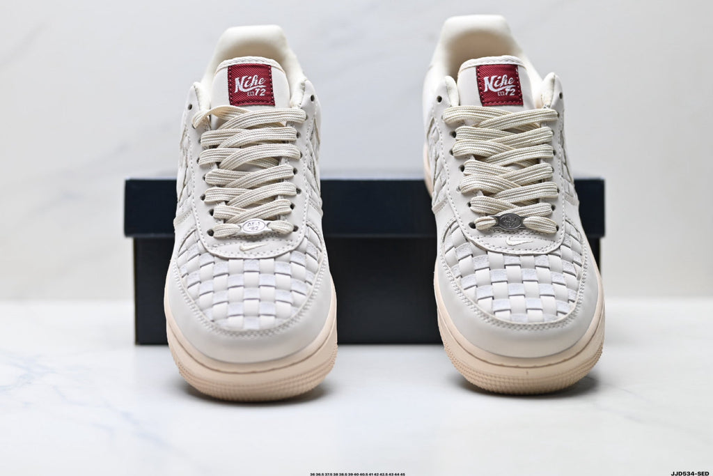Nike Air Force 1 Low Cream Woven Unisex Sneakers Style 05 detail view 8