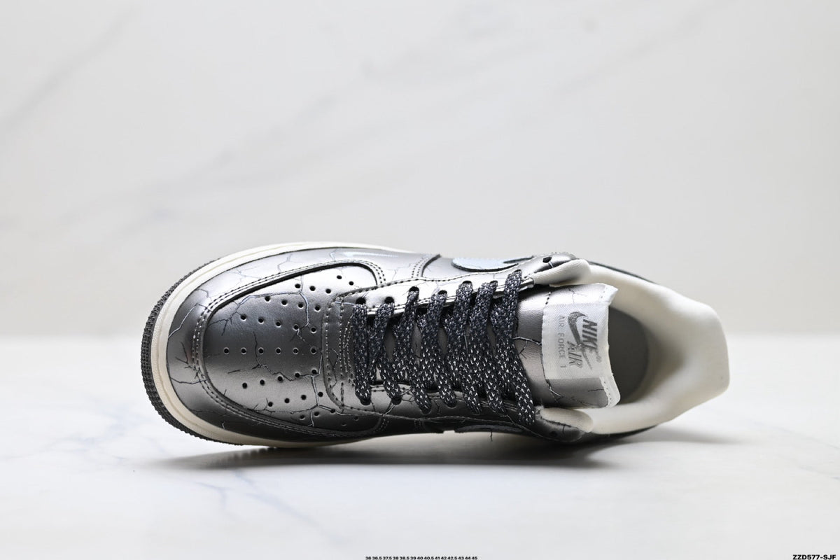 Nike Air Force 1 Low Dark Gray Metallic Unisex Sneakers Style 14 detail view 3