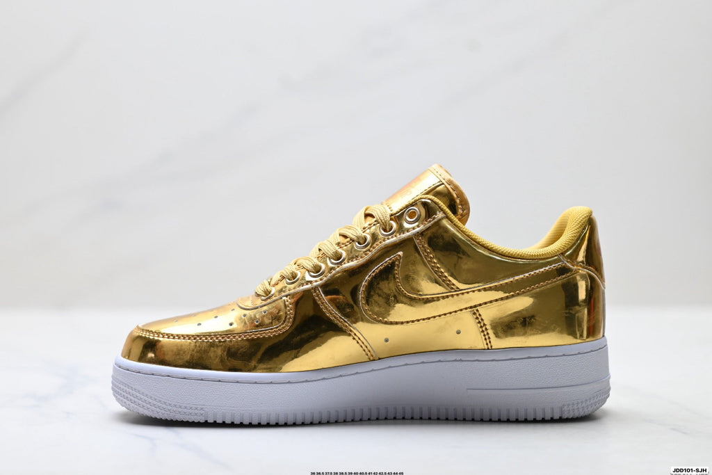 Nike Air Force 1 Low Gold Metallic Unisex Sneakers Style 18 detail view 4