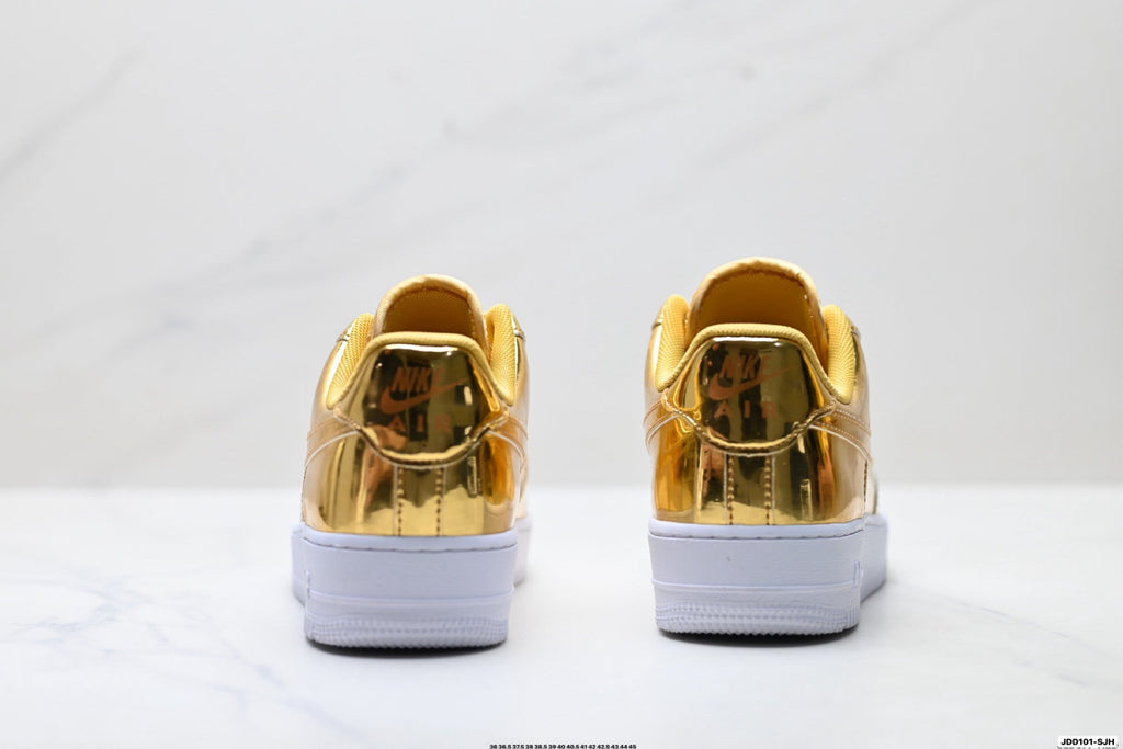 Nike Air Force 1 Low Gold Metallic Unisex Sneakers Style 18 detail view 7