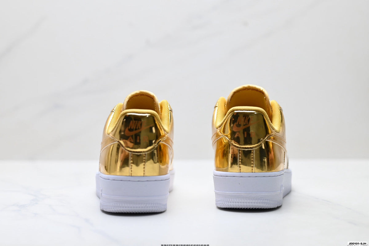 Nike Air Force 1 Low Gold Metallic Unisex Sneakers Style 18 detail view 7