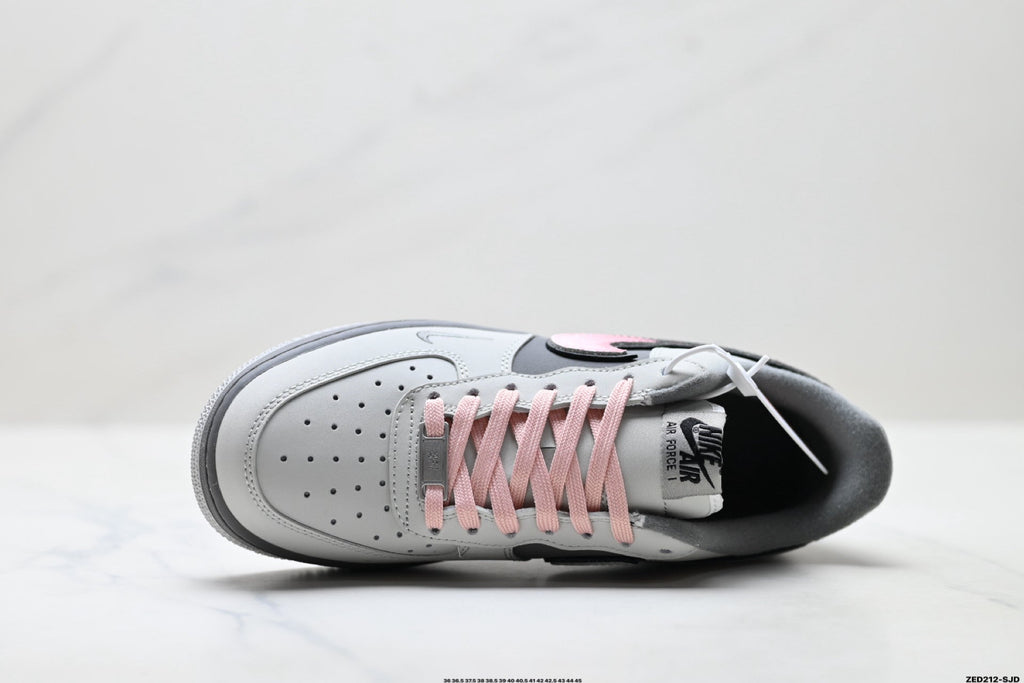 Nike Air Force 1 Low Gray Black Pink Unisex Sneakers Style 09 detail view 3