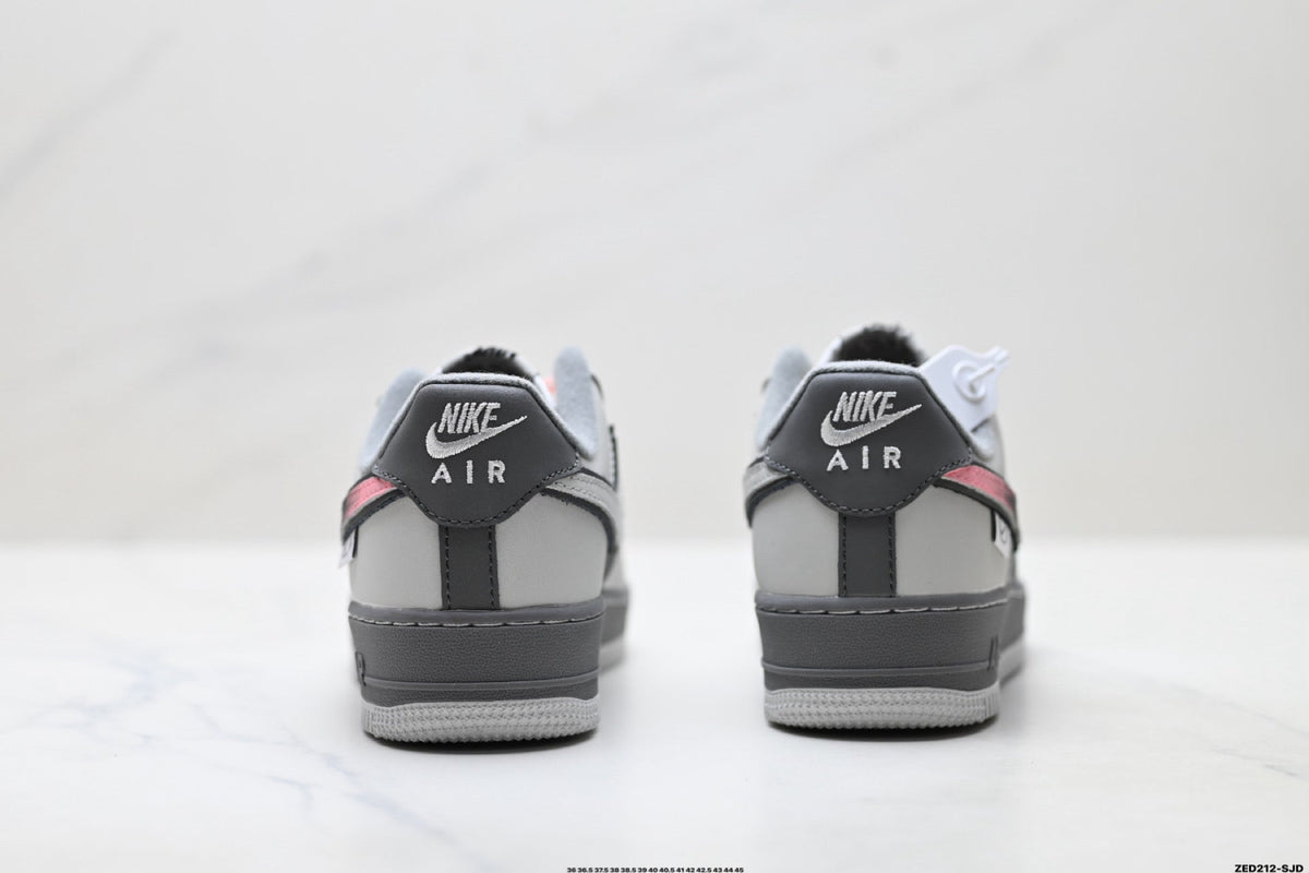 Nike Air Force 1 Low Gray Black Pink Unisex Sneakers Style 09 detail view 7