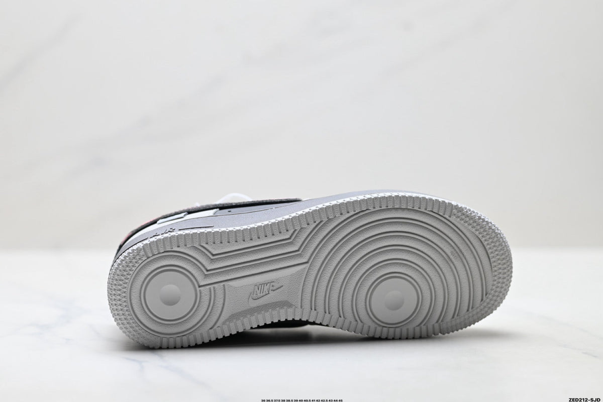 Nike Air Force 1 Low Gray Black Pink Unisex Sneakers Style 09 detail view 9