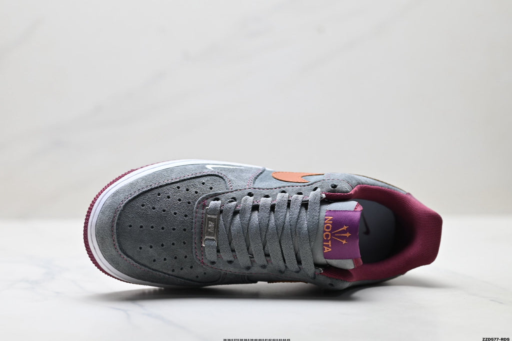 Nike Air Force 1 Low Gray Orange Burgundy Unisex Sneakers Style 12 detail view 3