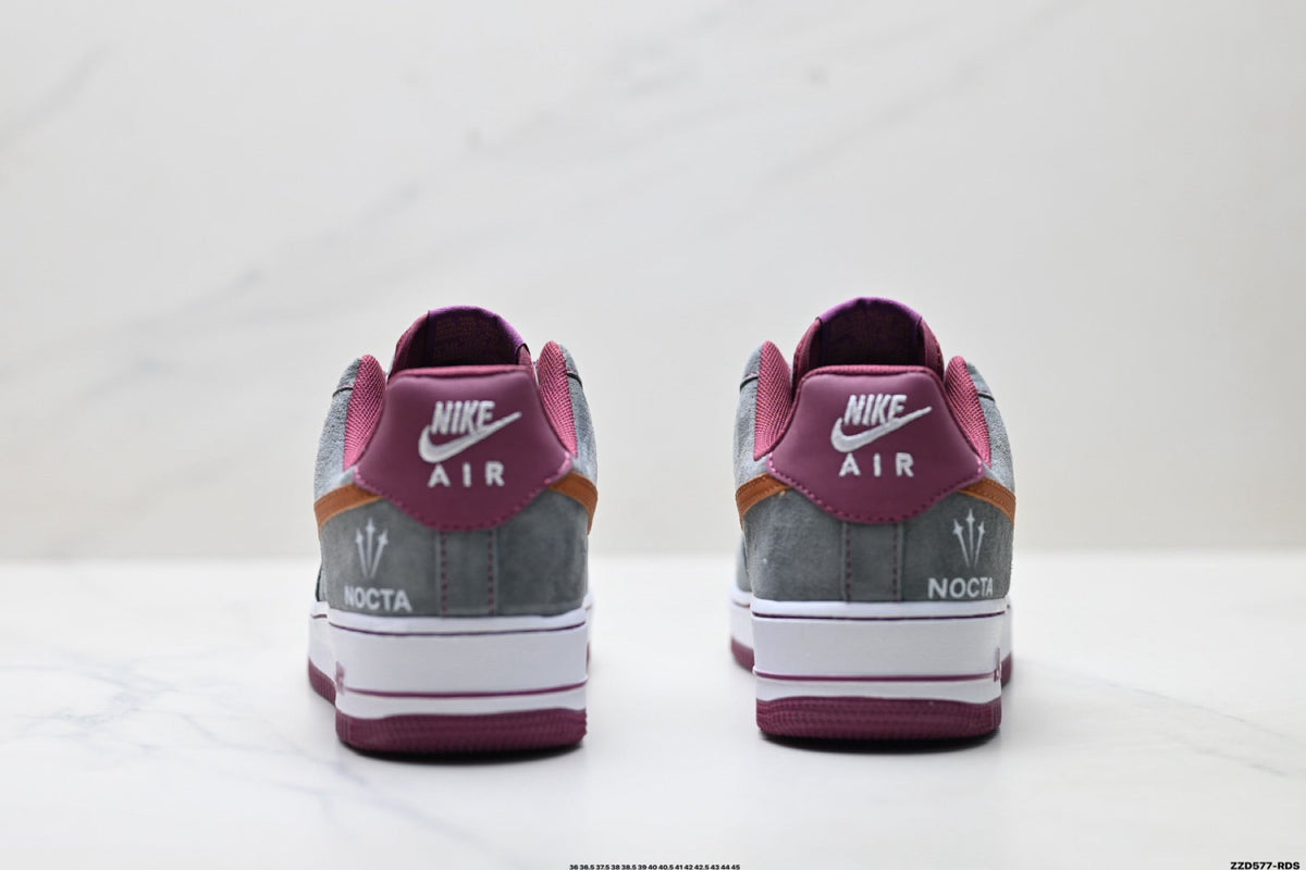 Nike Air Force 1 Low Gray Orange Burgundy Unisex Sneakers Style 12 detail view 7