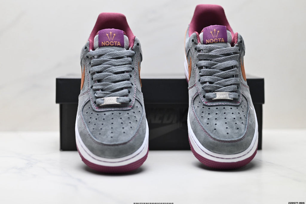 Nike Air Force 1 Low Gray Orange Burgundy Unisex Sneakers Style 12 detail view 8