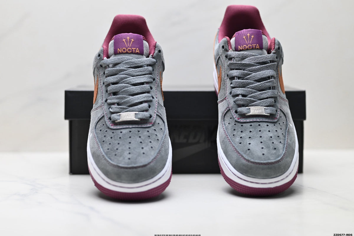 Nike Air Force 1 Low Gray Orange Burgundy Unisex Sneakers Style 12 detail view 8