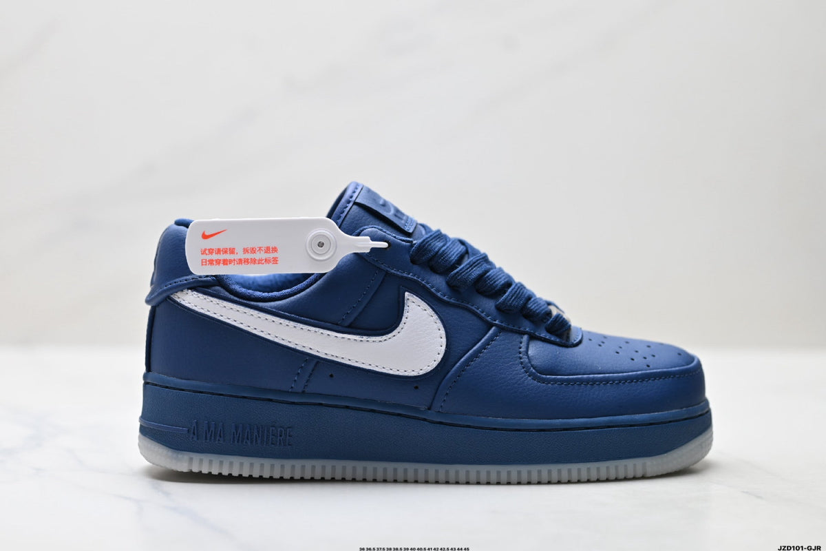 Nike Air Force 1 Low Navy Blue White Unisex Sneakers Style 01 detail view 2