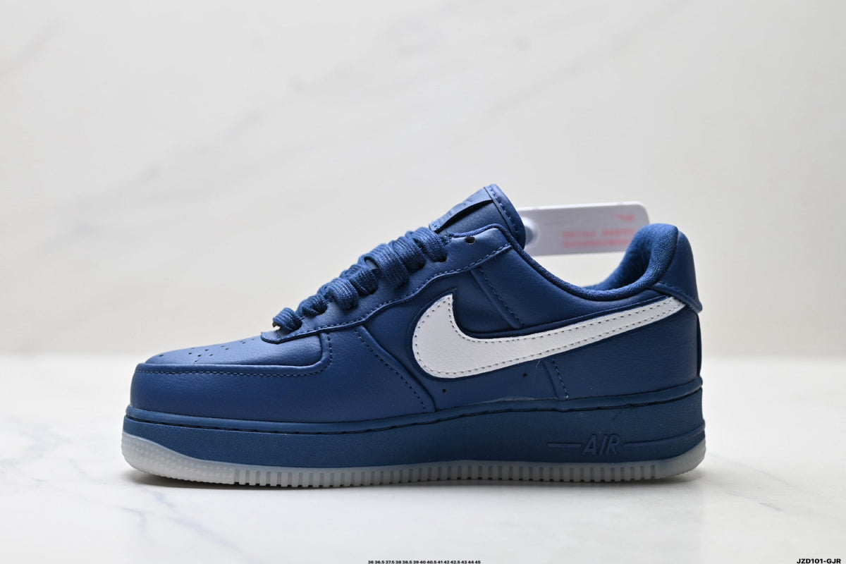 Nike Air Force 1 Low Navy Blue White Unisex Sneakers Style 01 detail view 4