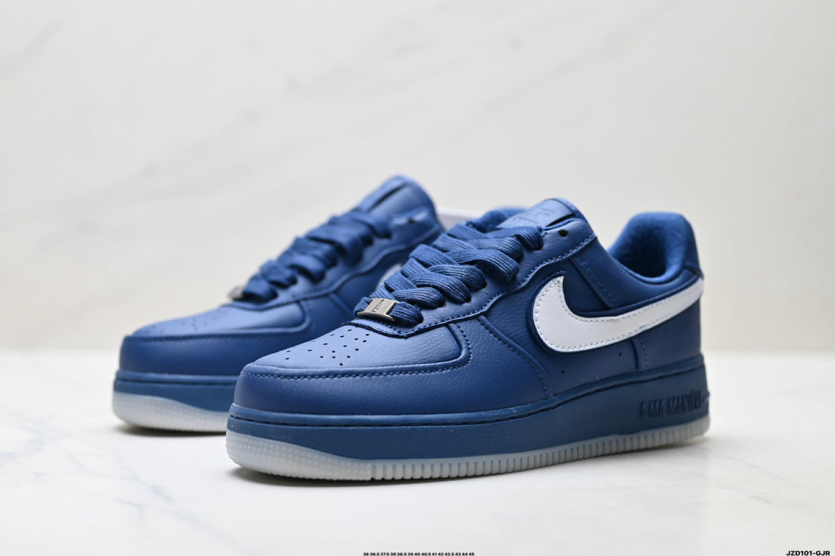 Nike Air Force 1 Low Navy Blue White Unisex Sneakers Style 01 detail view 5