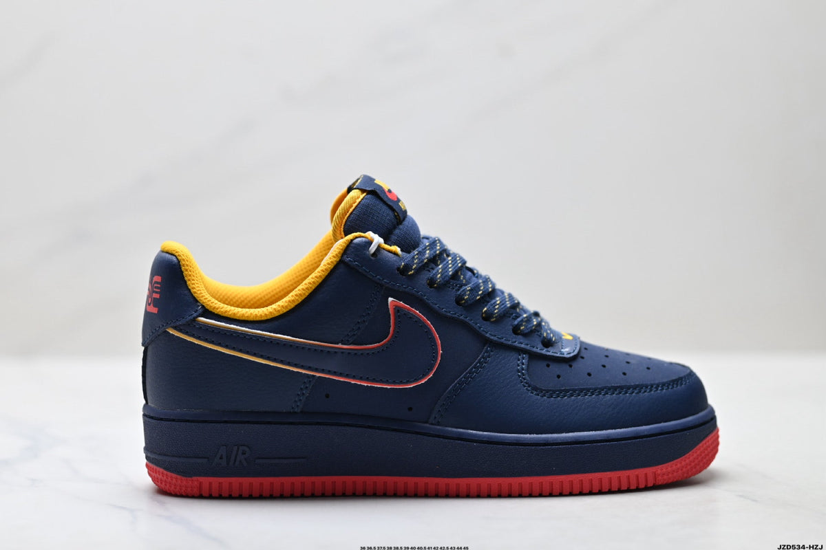 Nike Air Force 1 Low Navy Orange Red Unisex Sneakers Style 21 detail view 2