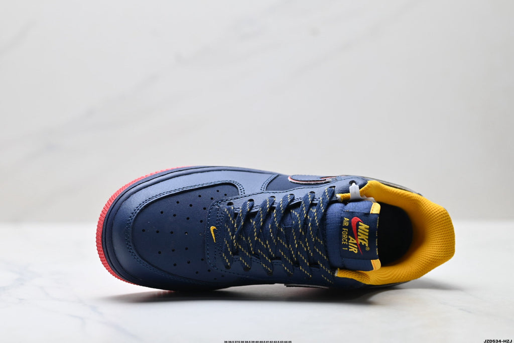 Nike Air Force 1 Low Navy Orange Red Unisex Sneakers Style 21 detail view 3