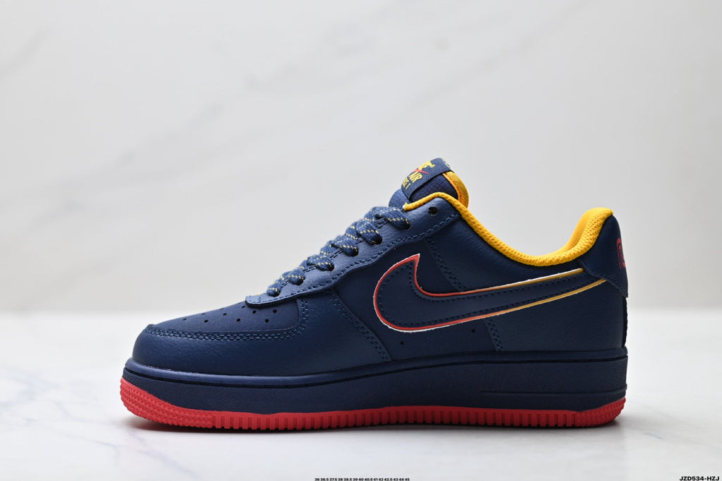 Nike Air Force 1 Low Navy Orange Red Unisex Sneakers Style 21 detail view 4