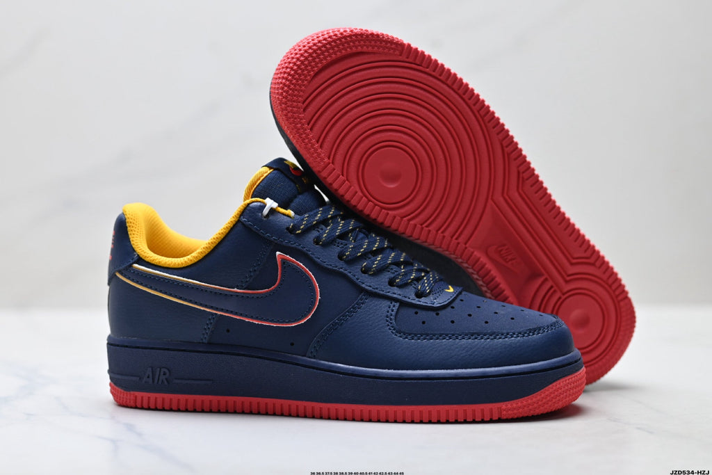Nike Air Force 1 Low Navy Orange Red Unisex Sneakers Style 21 detail view 6
