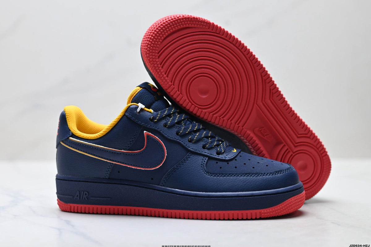 Nike Air Force 1 Low Navy Orange Red Unisex Sneakers Style 21 detail view 6