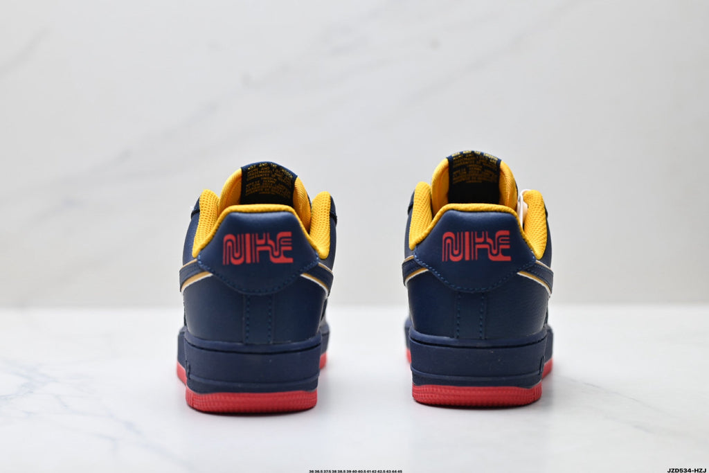 Nike Air Force 1 Low Navy Orange Red Unisex Sneakers Style 21 detail view 7